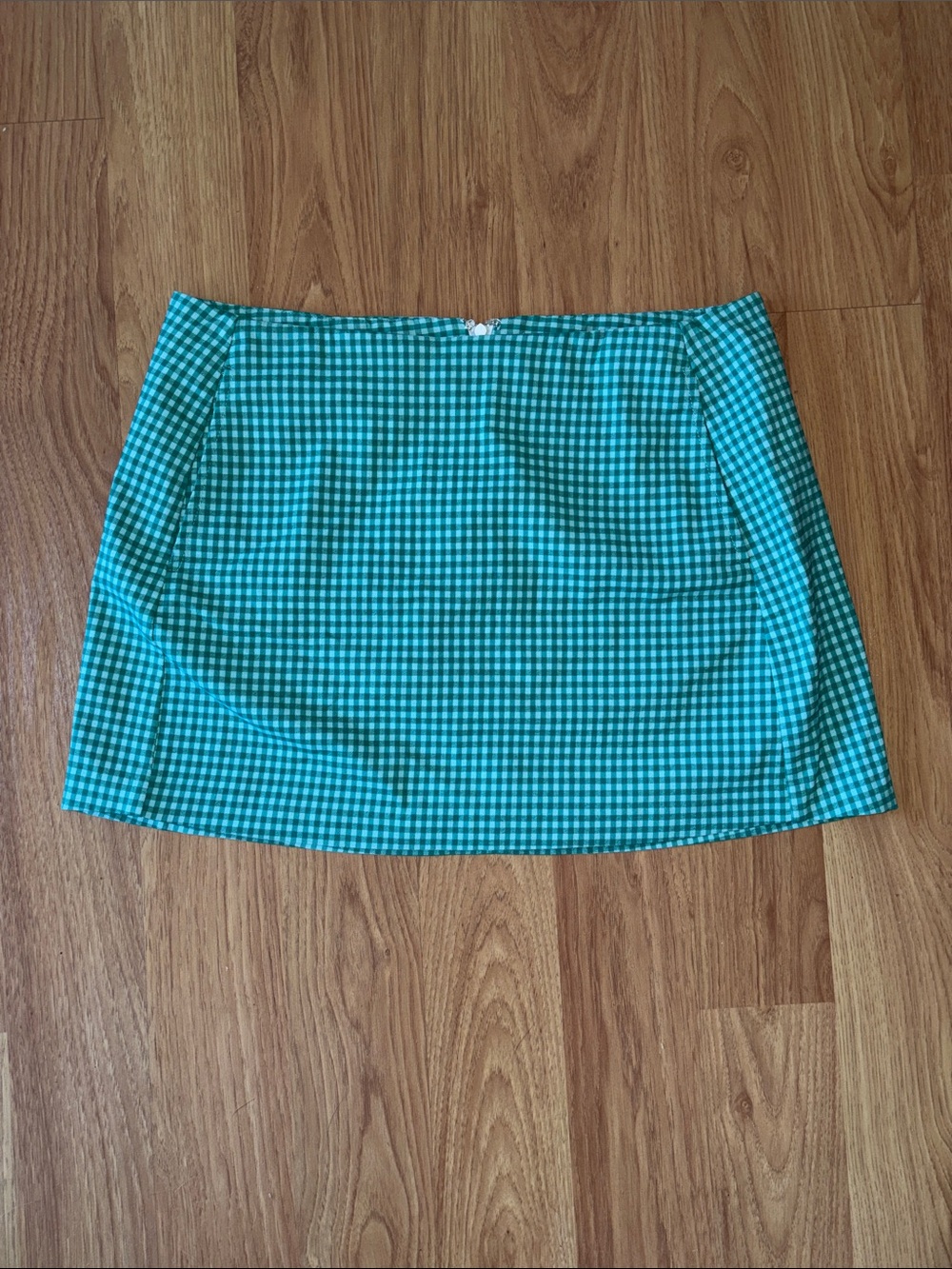 Urban Outfitters Teal Light Blue Gingham Mini Skirt